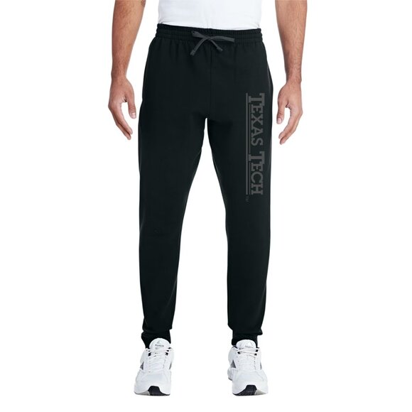 NEW Texas Tech Big Wordmark Tonal Logo Fleece Joggers Sweatpants BLACKOUT
